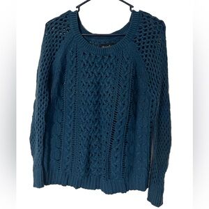 American Eagle Women’s Crochet Sweater, Teal Blue, Open-knit, Size Small